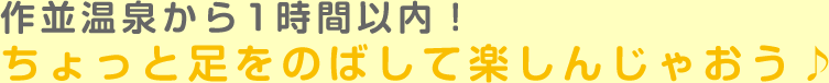 作並温泉から1時間以内！ちょっと足をのばして楽しんじゃおう♪